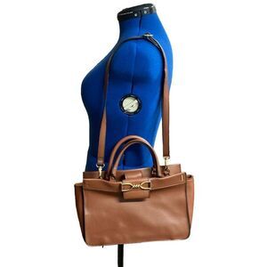 ‎LONDON FOG Vegan Leather Shoulder Satchel Handbag Brown